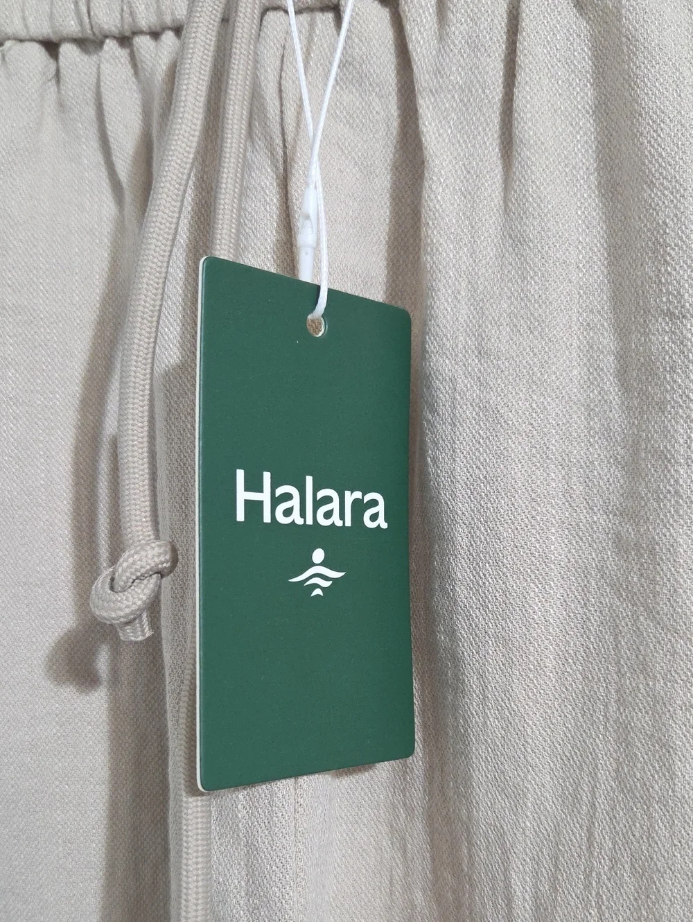 Halara Beige High Wasted Drawstring Linen-Blend Women's Pants Size Petite XS NWT